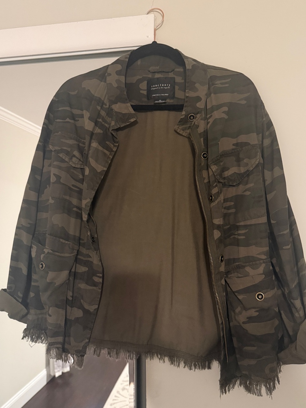Sanctuary Olive Green Camo Utility Jacket XS